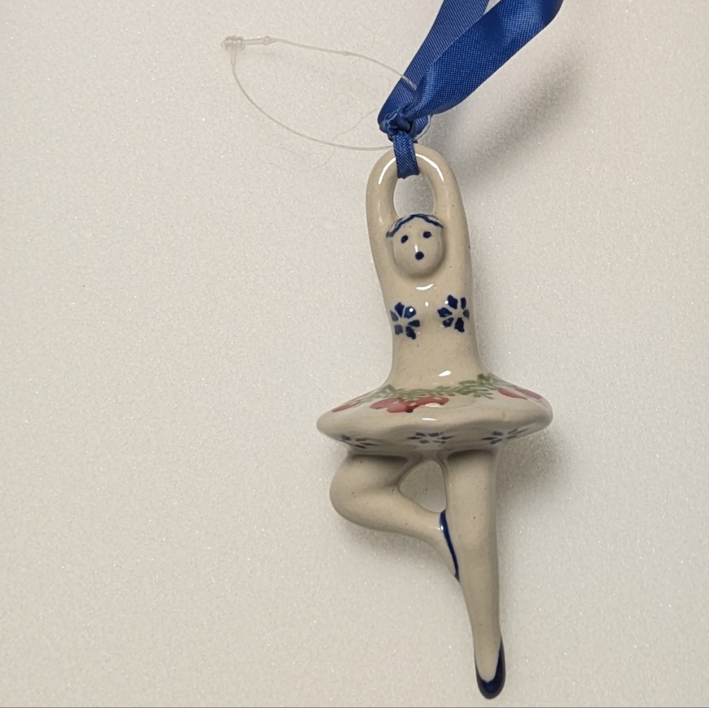 Polish Pottery Ceramic Ballerina Pole Dancer Christmas tree ornament Boleslawiec